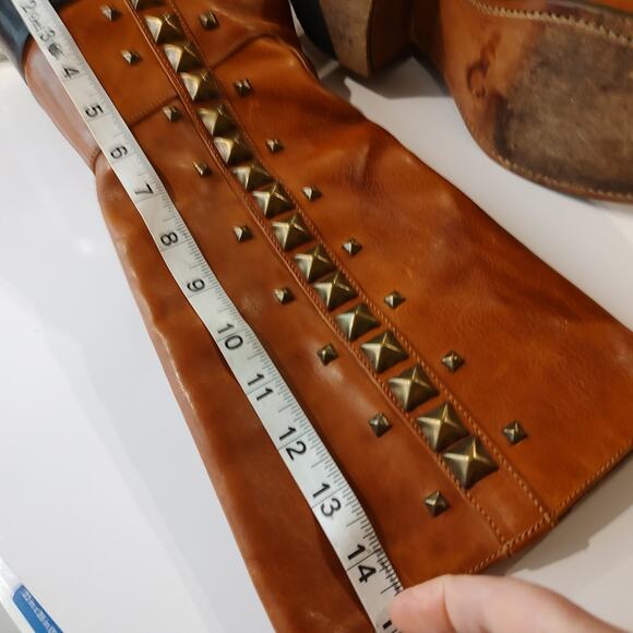 Free Lance Studded Brown/Tan Leather Boots Size 38 - Picture 12 of 15